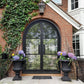 Customization Cost Iron French Double Door with Round Top and Clear Glass