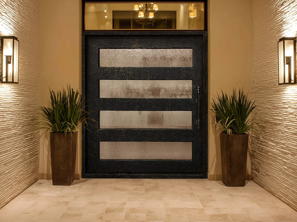 elitecustomdoor thermal break iron pivot door with long handle