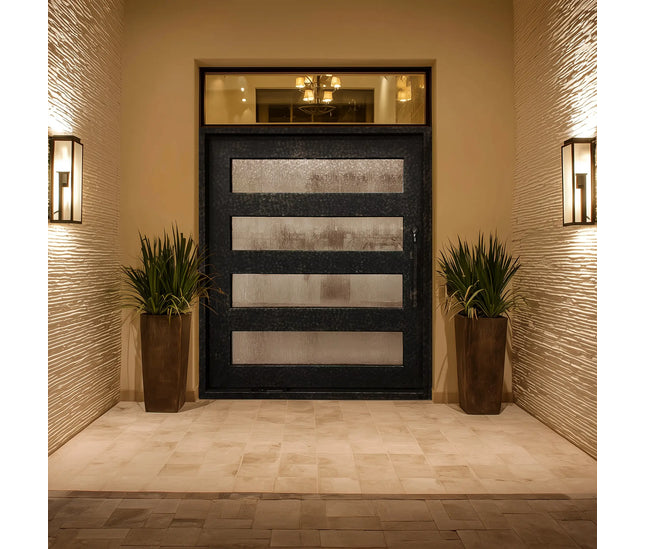 elitecustomdoor thermal break iron pivot door with long handle