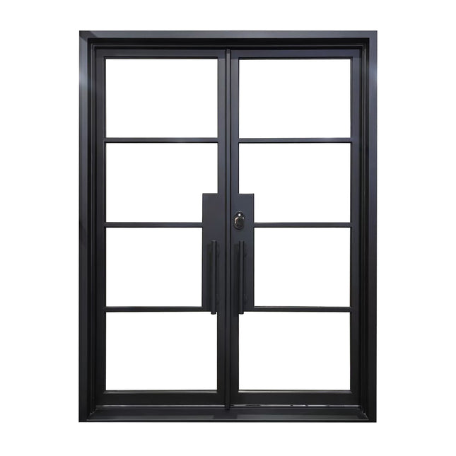 elitecustomdoor wrought iron french door with neat design and suqare top