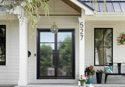 elitecustomdoor iron french double door with 8 lites tempered glass
