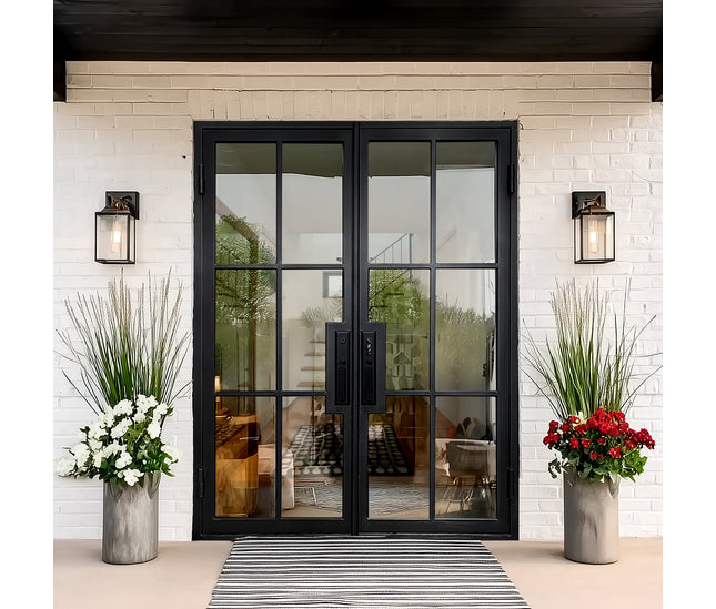ECD Contemporary Thermal Break Iron French Double Door  F-T112