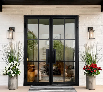 ECD Contemporary Thermal Break Iron French Double Door  F-T112