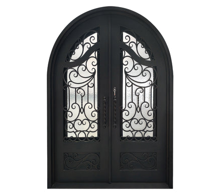 Elite Custom Door Iron Double Front Door with Round Top