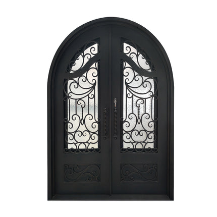 Elite Custom Door Iron Double Front Door with Round Top