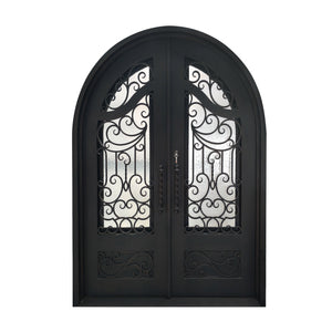 Elite Custom Door Iron Double Front Door with Round Top
