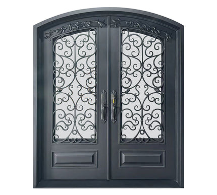 Elite Custom Door Iron Wrought Double Door with Arched Top