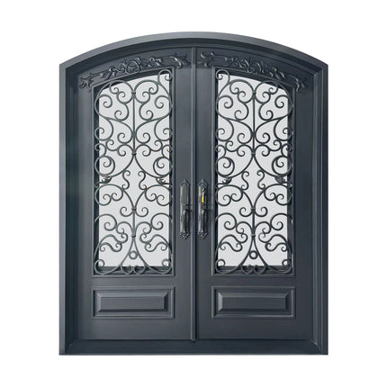 Elite Custom Door Iron Wrought Double Door with Arched Top