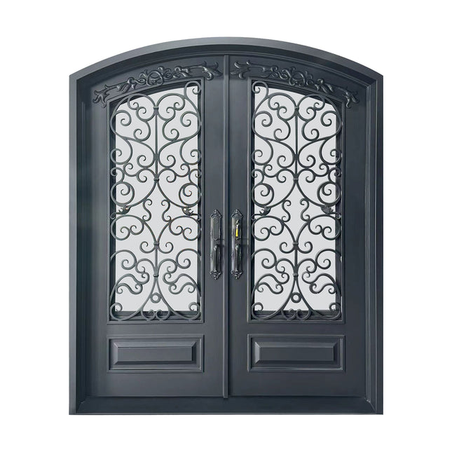 Elite Custom Door Iron Wrought Double Door with Arched Top