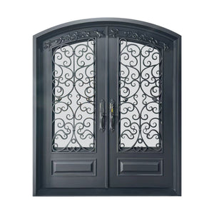 Elite Custom Door Iron Wrought Double Door with Arched Top