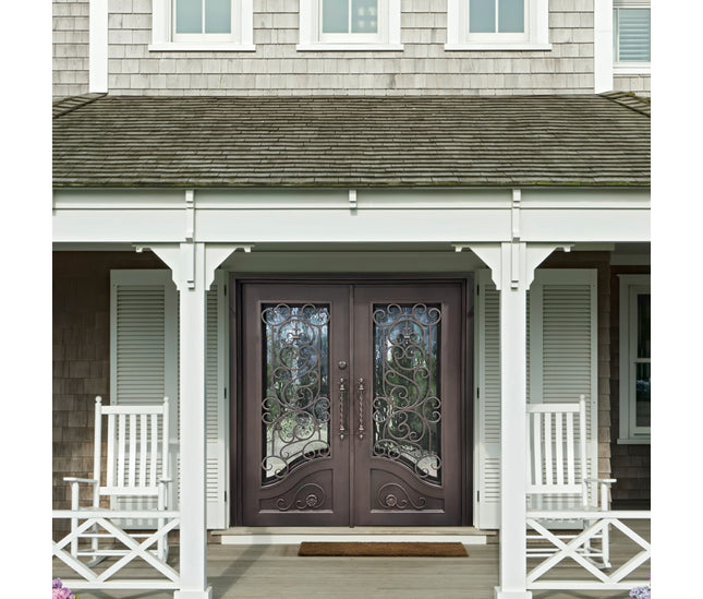 elitecustomdoor iron wrought double door with elegant scrollwork