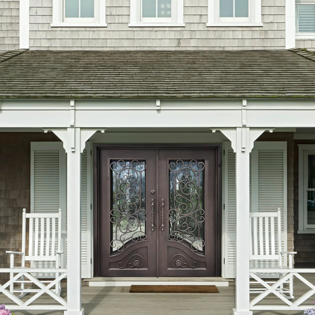 elitecustomdoor iron wrought double door with elegant scrollwork