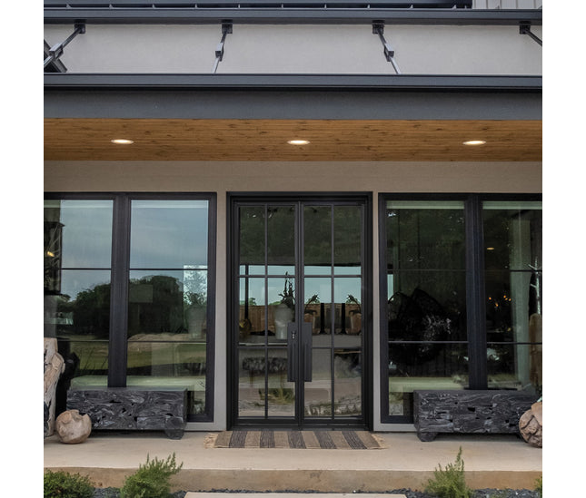 elitecustomdoor iron fench double front door with 6 lite double pane tempered glass