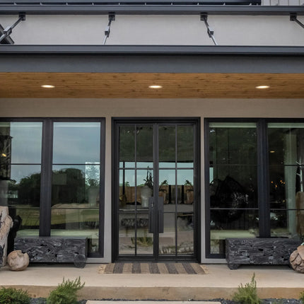 elitecustomdoor iron fench double front door with 6 lite double pane tempered glass