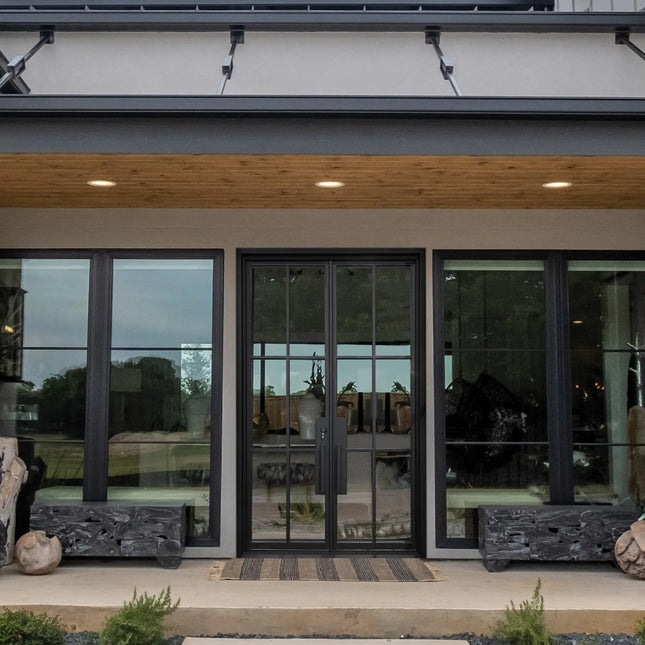elitecustomdoor iron fench double front door with 6 lite double pane tempered glass