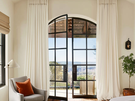 elitecustomdoor iron French double interior door with 10 lites and arched top