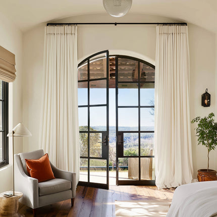 elitecustomdoor iron French double interior door with 10 lites and arched top