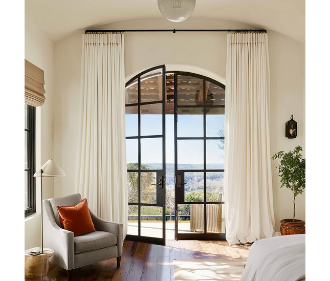 elitecustomdoor iron French double interior door with 10 lites and arched top