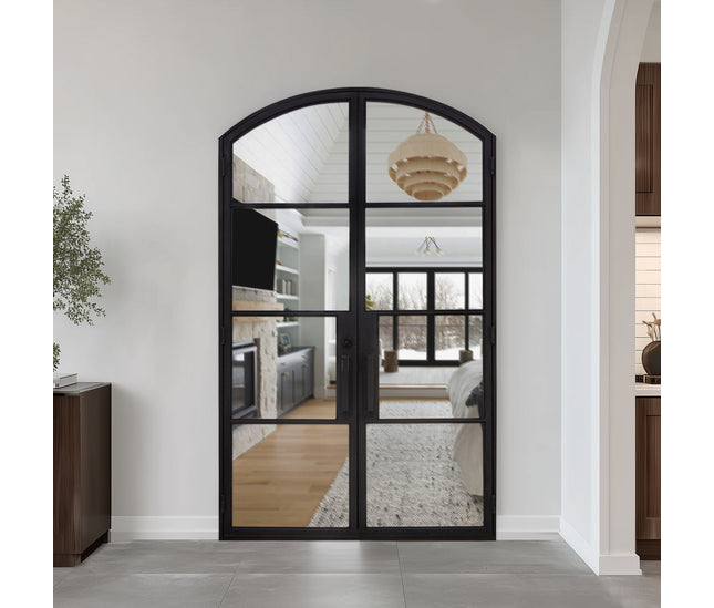 Elite Custom Door Iron French Interior Double Door with Arched Top and Transparent Glass F-I105 
