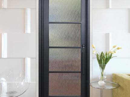 elitecustomdoor iron French single interior door with 4 lite tempered glass