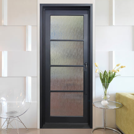 elitecustomdoor iron French single interior door with 4 lite tempered glass