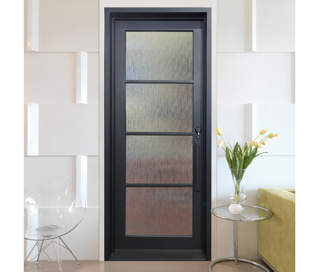elitecustomdoor iron French single interior door with 4 lite tempered glass