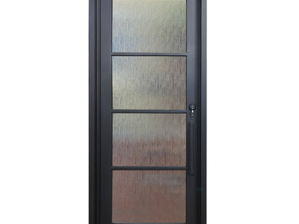 elitecustomdoor iron French single patio door with 4 lite tempered glass