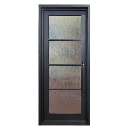 elitecustomdoor iron French single patio door with 4 lite tempered glass