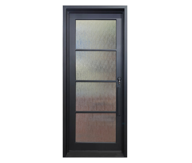 elitecustomdoor iron French single patio door with 4 lite tempered glass