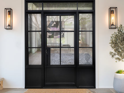 ECD Iron French Single Door with Sidelights and Transom