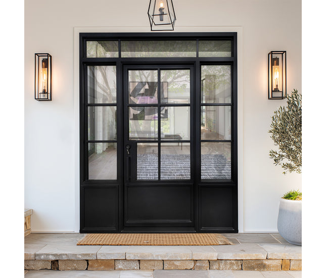 ECD Iron French Single Door with Sidelights and Transom