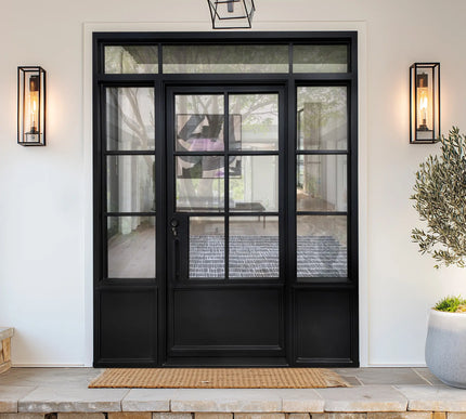 ECD Iron French Single Door with Sidelights and Transom