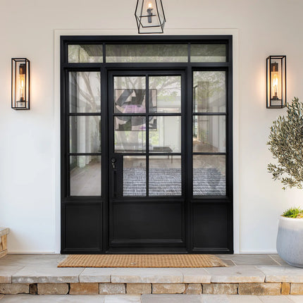 ECD Iron French Single Door with Sidelights and Transom