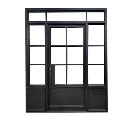 Elite Custom Door Iron French Single Door with Transom and Sidelights