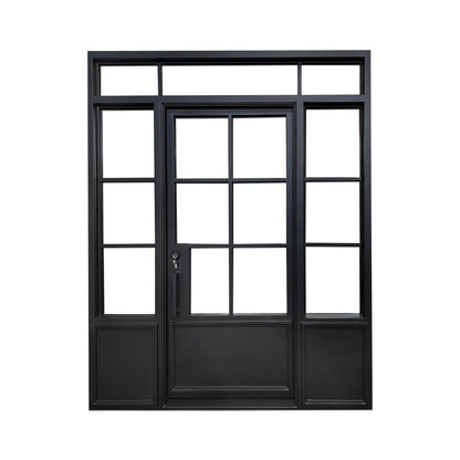Elite Custom Door Iron French Single Door with Transom and Sidelights