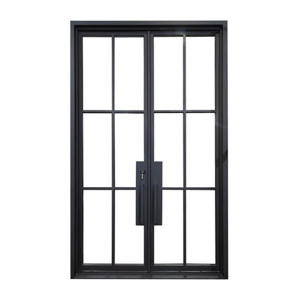 elitecustomdoor iron fench double front door with square top