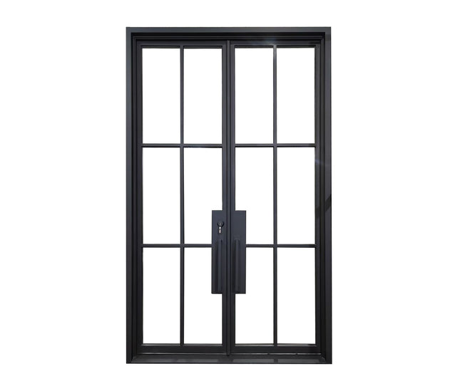 elitecustomdoor iron fench double front door with square top