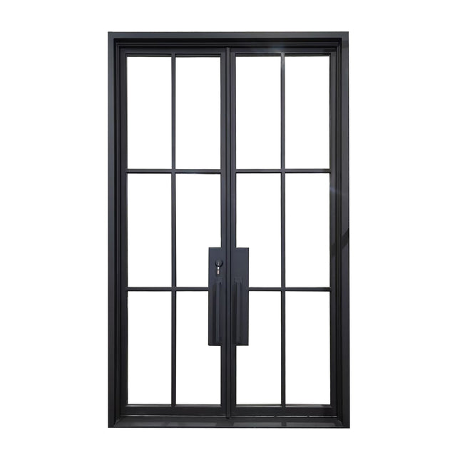 elitecustomdoor iron fench double front door with square top