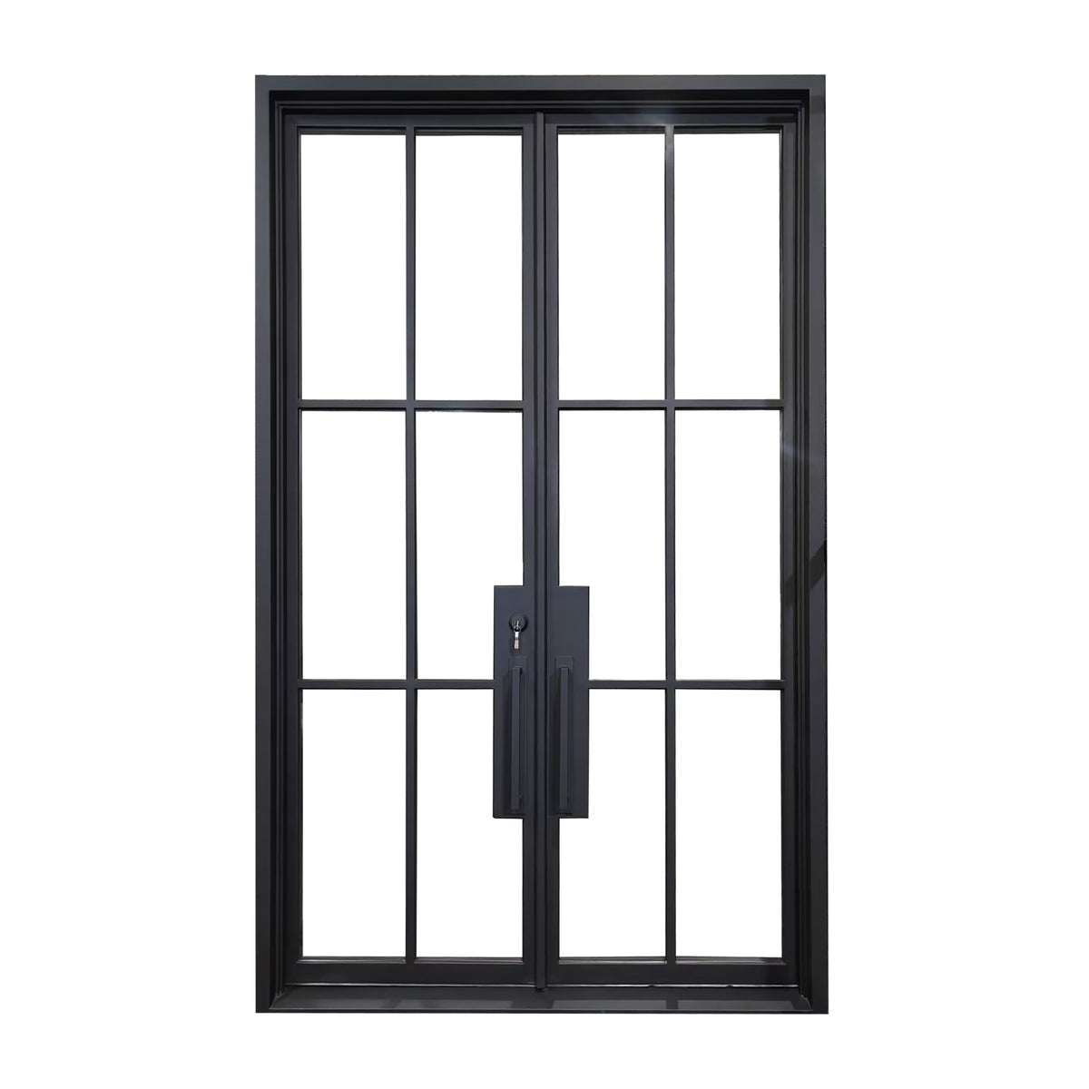 elitecustomdoor iron fench double front door with square top