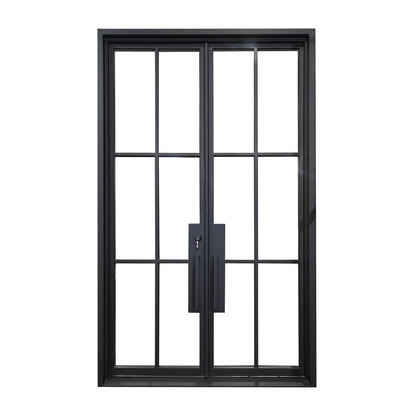 elitecustomdoor iron fench double front door with square top