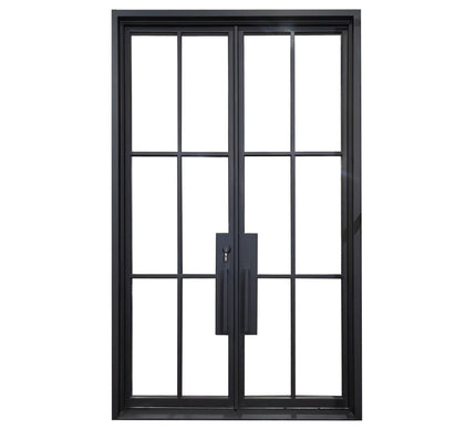 elitecustomdoor thermal break iron double door with 6 lite tempered glass