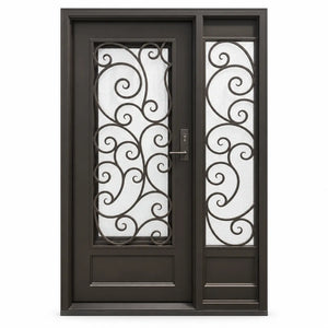 Elite Custom Door Thermal Break Iron Single Entrance Door with Single Sidelight E-T106