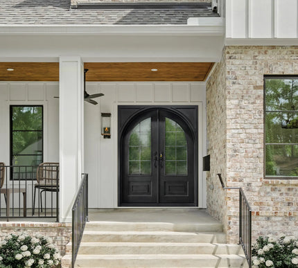 elitecustomdoor iron entry door with square top and kickplate