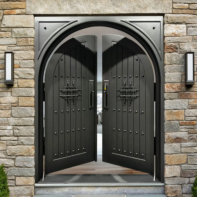 Elite Custom Door Iron Double Entry Door with No-glass Panel