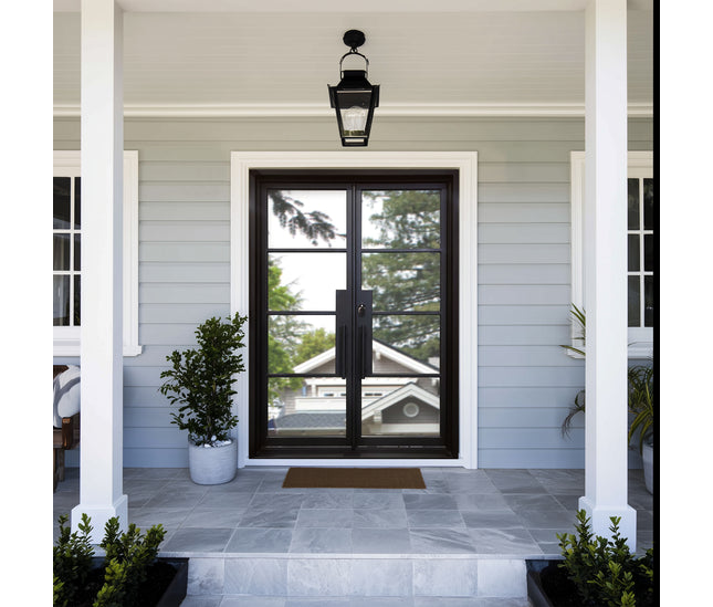 EliteCustomDoor Thermal Break Black Iron French Door with Clear Glass F-T114