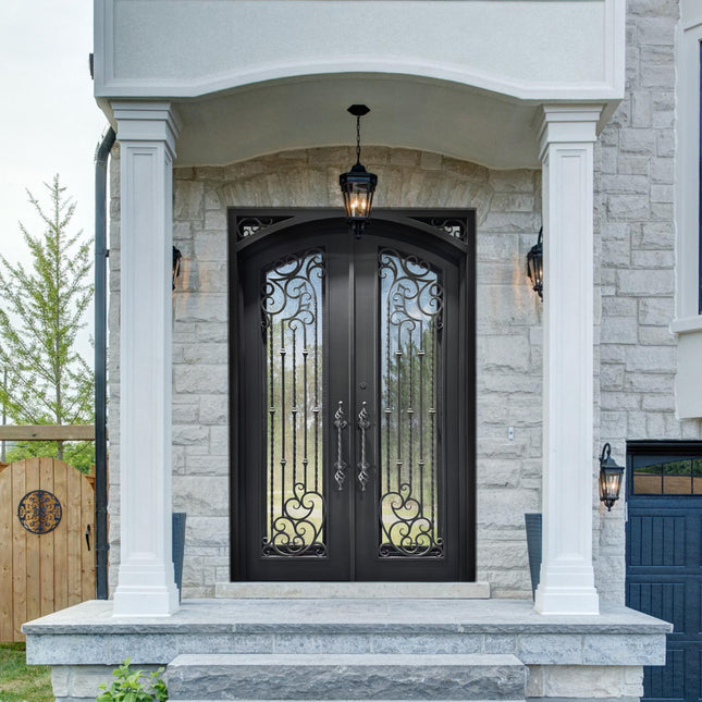 elitecustomdoor thermal break iron door with hand made scrollwork