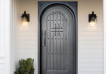 elitecustomdoor thermal break wrought iron entry single door full panel metal no glass