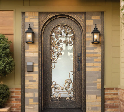 ECD Thermal Break Iron Entry Single Door with Glass and Scrollwork E-T103