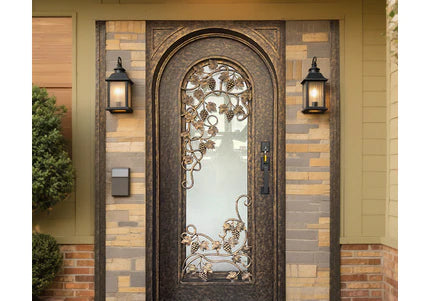 ECD Thermal Break Iron Entry Single Door with Glass and Scrollwork E-T103