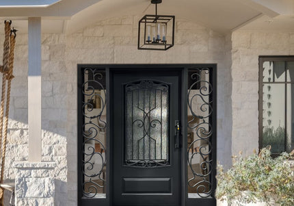 elitecustomdoor thermal break iron front single door with two sidelights